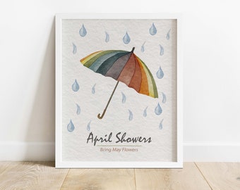 APRIL SHOWERS Printable Wall Art | Instant Download | Seasonal Printable | Spring Wall Art | Spring Home Décor | Typography