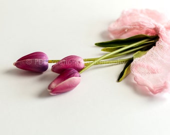 Three Pink Tulips Fine Art Print | Still Life Photography | Fine Art Photography | Wall Décor | Gift | Photograph | Tulips | Pink