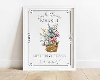 FRESH FLOWER MARKET Printable Wall Art | Instant Download | Seasonal Printable | Spring Wall Art | Spring Home Decor