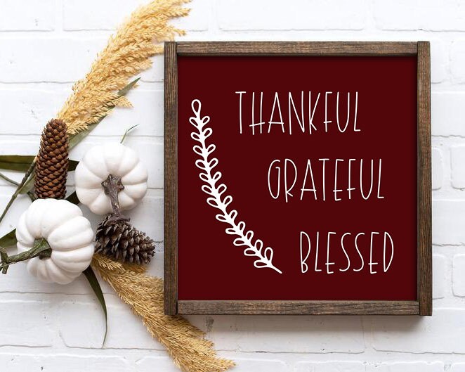 Thankful Grateful Blessed Printable Wall Art Instant Download Seasonal ...