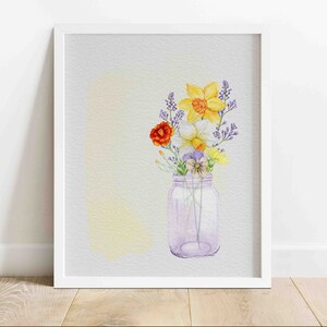 SPRING FLOWERS Printable Wall Art | Farmhouse Wall Art | Country/Rustic Wall Art | Watercolor Illustration | Digital Download