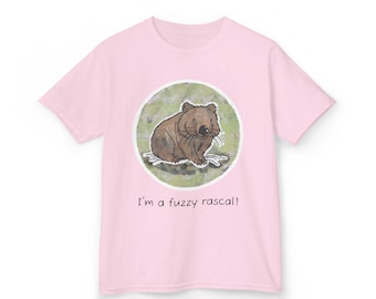 Schattige kinder-T-shirt met fuzzy boefje ontwerp, leuk dierenshirt voor kinderen, verjaardagscadeau, speeltijdkleding, natuurliefhebber T-shirt, unieke kindermode