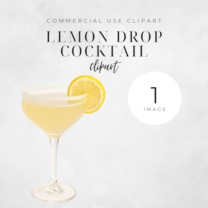 Clipart Martini gouttes de citron, Image de boisson cocktail d'été, usage Commercial Illustration de fête de menu de bar