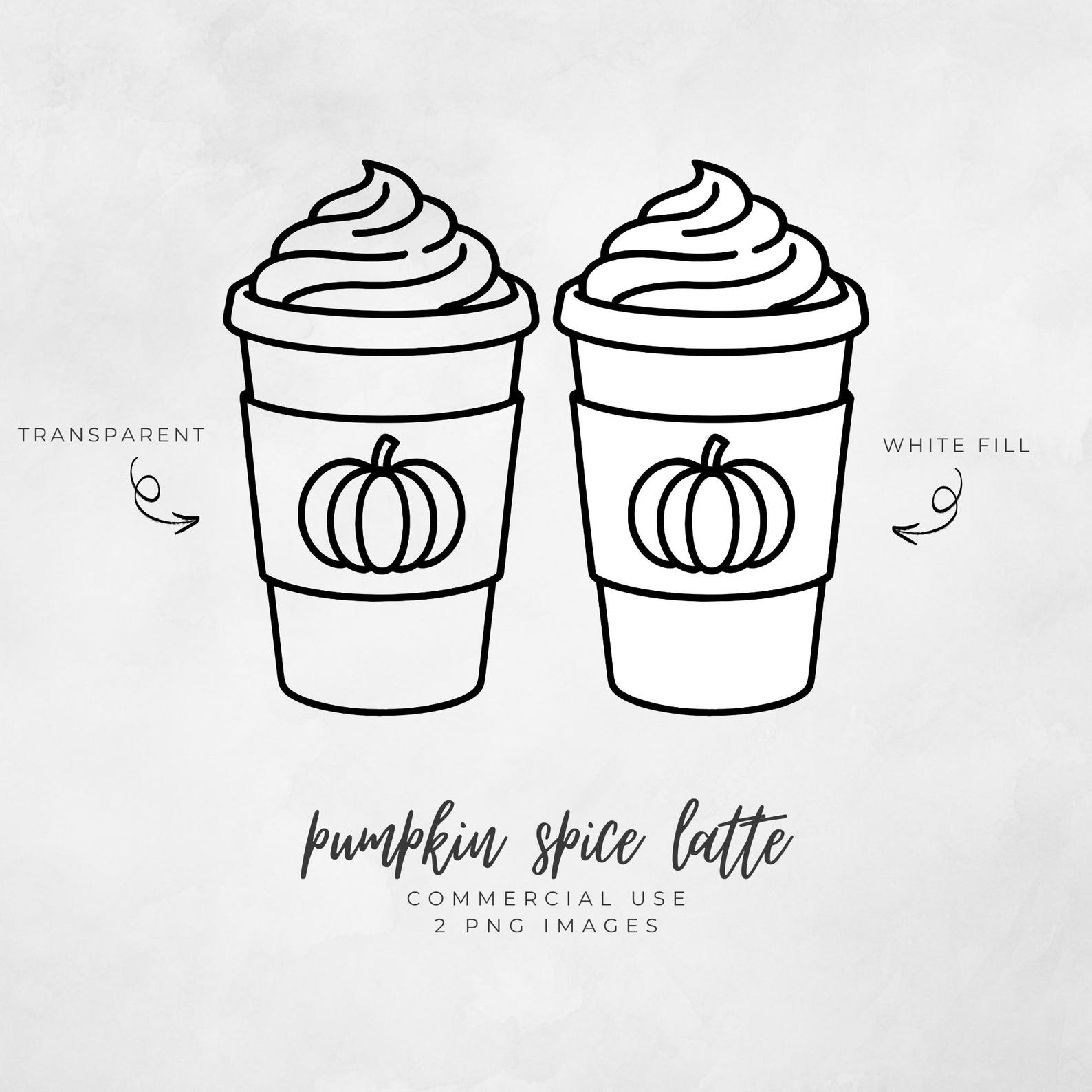 Pumpkin Spice Latte Clipart – Fall Coffee Cup Outline Pngs for Coloring ...