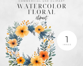 Hawaiian Floral Wreath Clipart, Digital PNG, Watercolour Flower Clip Art, Commercial Use Planner Stationery Invitations, Wedding