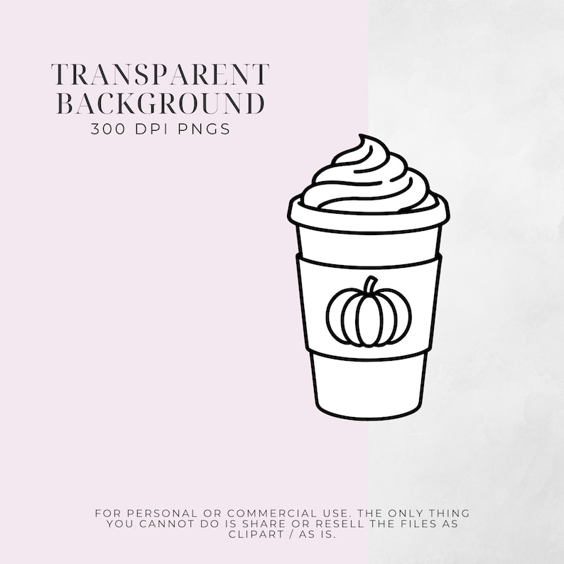 Pumpkin Spice Latte Clipart – Fall Coffee Cup Outline Pngs for Coloring ...