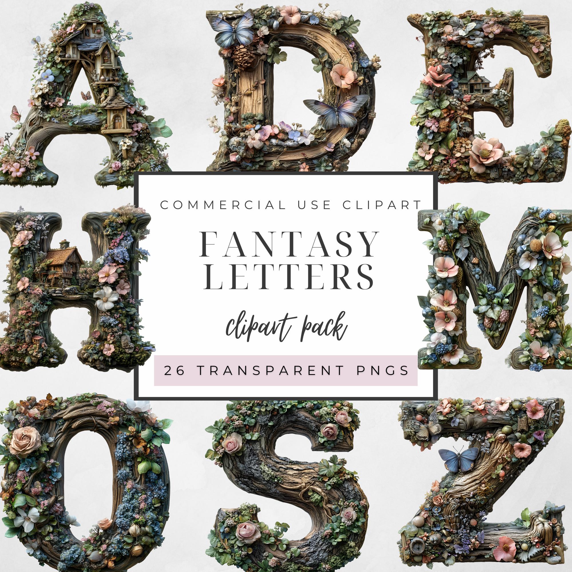 Fantasy Alphabet Letters Clipart, Commercial Use Pngs, A to Z ...