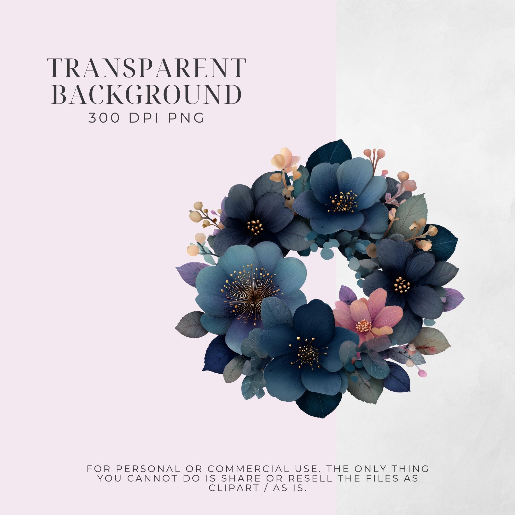 Witchy Wreath Clipart Image, Dark Moody Gothic Botanical Floral PNG ...
