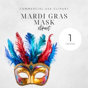 Clipart de mardi gras, masque de plumes PNG, autocollant numérique, illustration de mascarade, travaux manuels imprimables de scrapbooking, usage Commercial