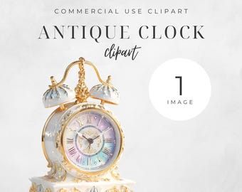 Antike Uhr Clipart, Vintage Uhr PNG, digitale Aufkleber, Aquarell Uhr Illustration, druckbare Scrapbooking Handwerk, kommerzielle Nutzung