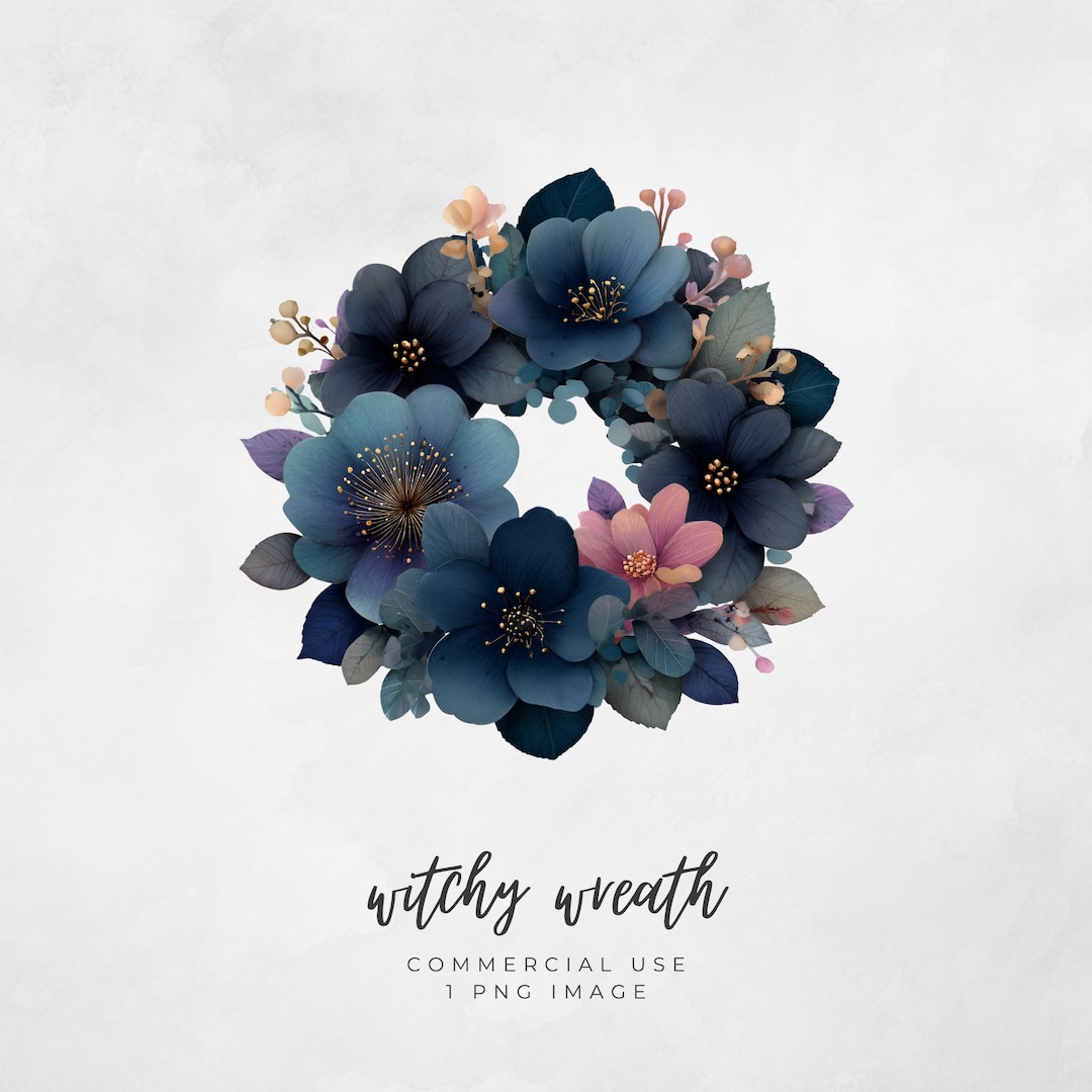Witchy Wreath Clipart Image, Dark Moody Gothic Botanical Floral PNG ...