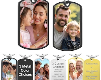 Custom Photo Keychain: UV Full Color Picture Personalized Stainless Steel Dog Tag, Memorial Gift