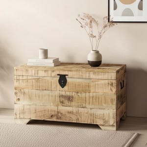 Storage Chest Handmade Wooden – Rustic Solid Wood Trunk, Reclaimed Vintage Blanket Box, Farmhouse Organizer, Toy or Keepsake Chest