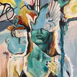 Abstrakte Malerei – Moderne Kunst auf hochwertigem Posterdruck, farbenfrohe Wandkunst