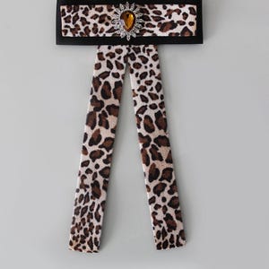 Handmade Bow Tie – Satin & Plush with Brown Stone Accent