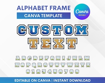 Alphabets Frame Canva Template, Varsity Canva Template : Editable On Canva