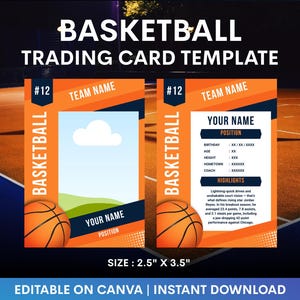 Basketball Sammelkarte Vorlage, Basketball Karte Canva Vorlage, benutzerdefinierte Sammelkarte Canva Vorlage, benutzerdefinierte Basketballkarte