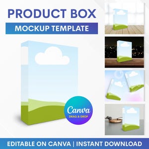 Maqueta de caja, maqueta de caja en Canva, plantilla de maqueta de caja, maqueta de caja 3D en Canva, maqueta de embalaje de caja, maqueta de Canva, maqueta de caja de arrastrar y soltar
