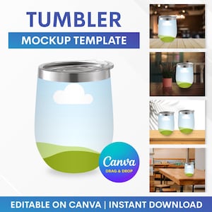 12oz Tumbler Mockup, 12oz Tumbler Mockup Template, Tumbler Mockup, Stainless Tumbler Mockup, Canva Mockup Template, Mockup Drag and Drop