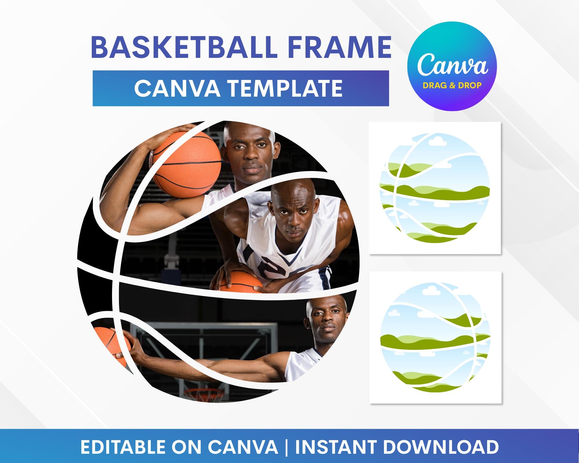 Basketball Shaped Picture Frame - Sports Team Photo Holder, 7-Inch Diameter