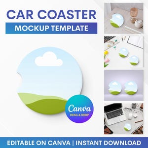 Car Coaster Mockup, Coaster Mockup, Car Coaster Template, Coaster Canva Mockup, Canva Mockup, Coaster Mockup Drag and Drop