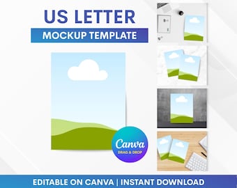 US Letter Mockup, Us Letter Mockup Template, Us Letter Canva Mockup, Us Letter Paper Mockup, Mockup Template, Mockup Drag and Drop