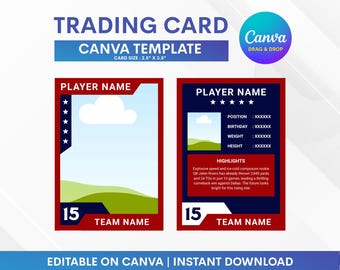 Football Trading Card Template, Football Card Canva Template, Custom Trading Card Canva Template, Custom Sport Card