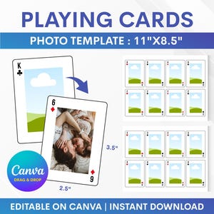 Modèle photo de carte à jouer, Cartes à jouer personnalisées, Modèle de cadre photo de cartes de poker, Photo de jeu de cartes à jouer, Cartes à jouer personnalisées