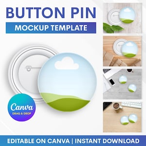 Button Pin Mockup Canva Template, Button Pin Mockup, Round Pin Button Mockup, Pin Mockup, Mockup Template