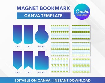 Magnetbokmärke Canva-mall, bokmärkesmallpaket, paketbokmärkesmall: Redigerbar på Canva