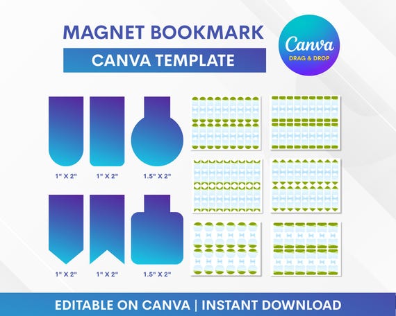 Magnet Bookmark Canva Template, Bookmark Template Bundle, Bundle Bookmark Template : Editable On Canva