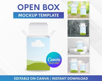 Box Mockup, Box Canva Mockup, Box Mockup Template, 3D Box Canva Mockup, Open Box Mockup, Canva Mockup, Box Mockup Drag and Drop