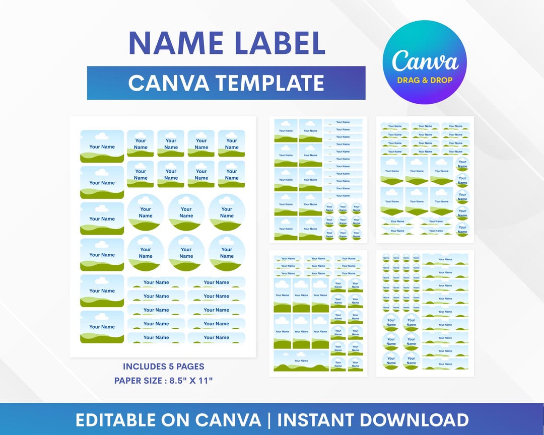 Name Label Canva Template, School Name Label, Student Name Label ...