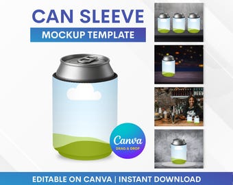 Can Sleeve Mockup, Can Cooler Mockup, Can Cooler Sleeve Mockup, Can Sleeve Sublimation Mockup, Mockup Template, Drag and Drop Mockup