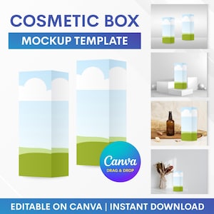 Maqueta de caja de cosméticos, maqueta de caja, maqueta de caja de Canva, maqueta de caja 3D de Canva, maqueta de embalaje de caja, maqueta de Canva, maqueta de caja de arrastrar y soltar