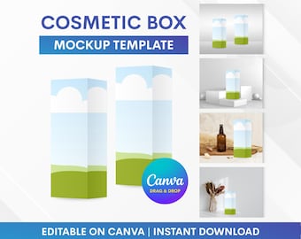 Cosmetic Box Mockup, Box Mockup, Box Canva Mockup, 3D Box Canva Mockup, Box Packaging Mockup, Canva Mockup, Box Mockup Drag and Drop