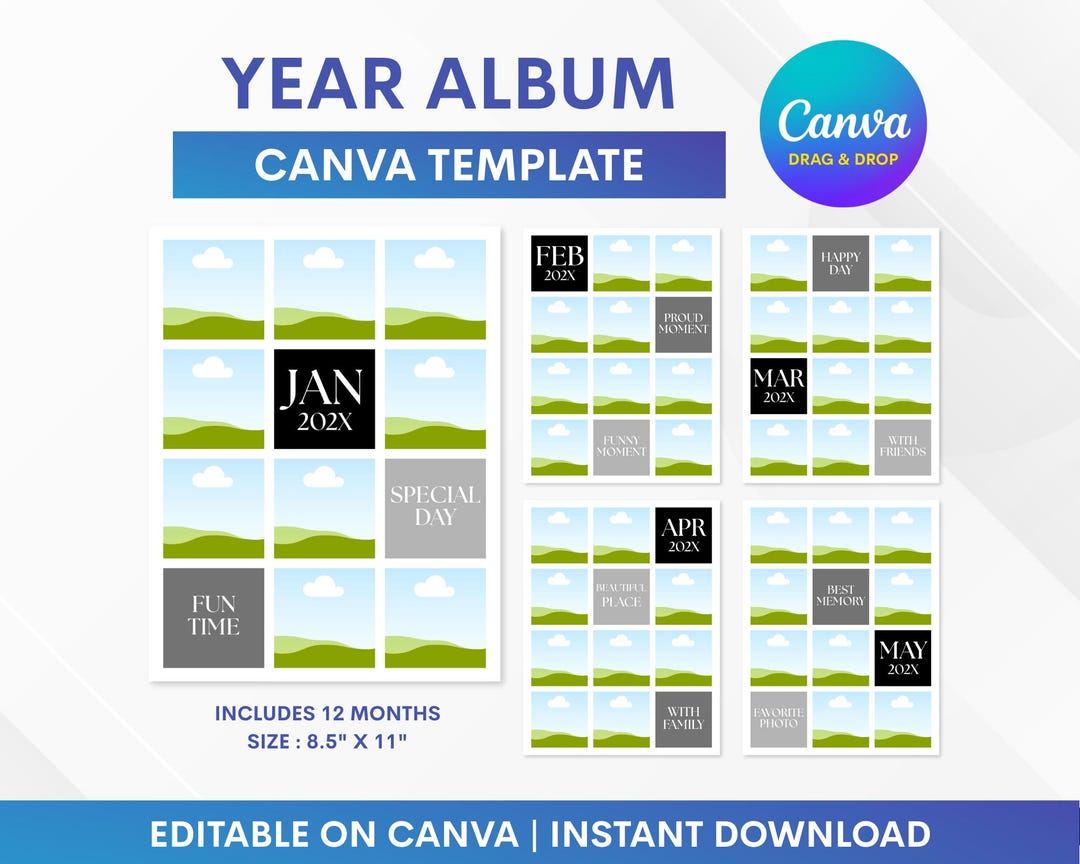 Yearbook Frameborder Year Album Canva Template, Yearbook Frame Canva, Yearbook Photo Frame ...