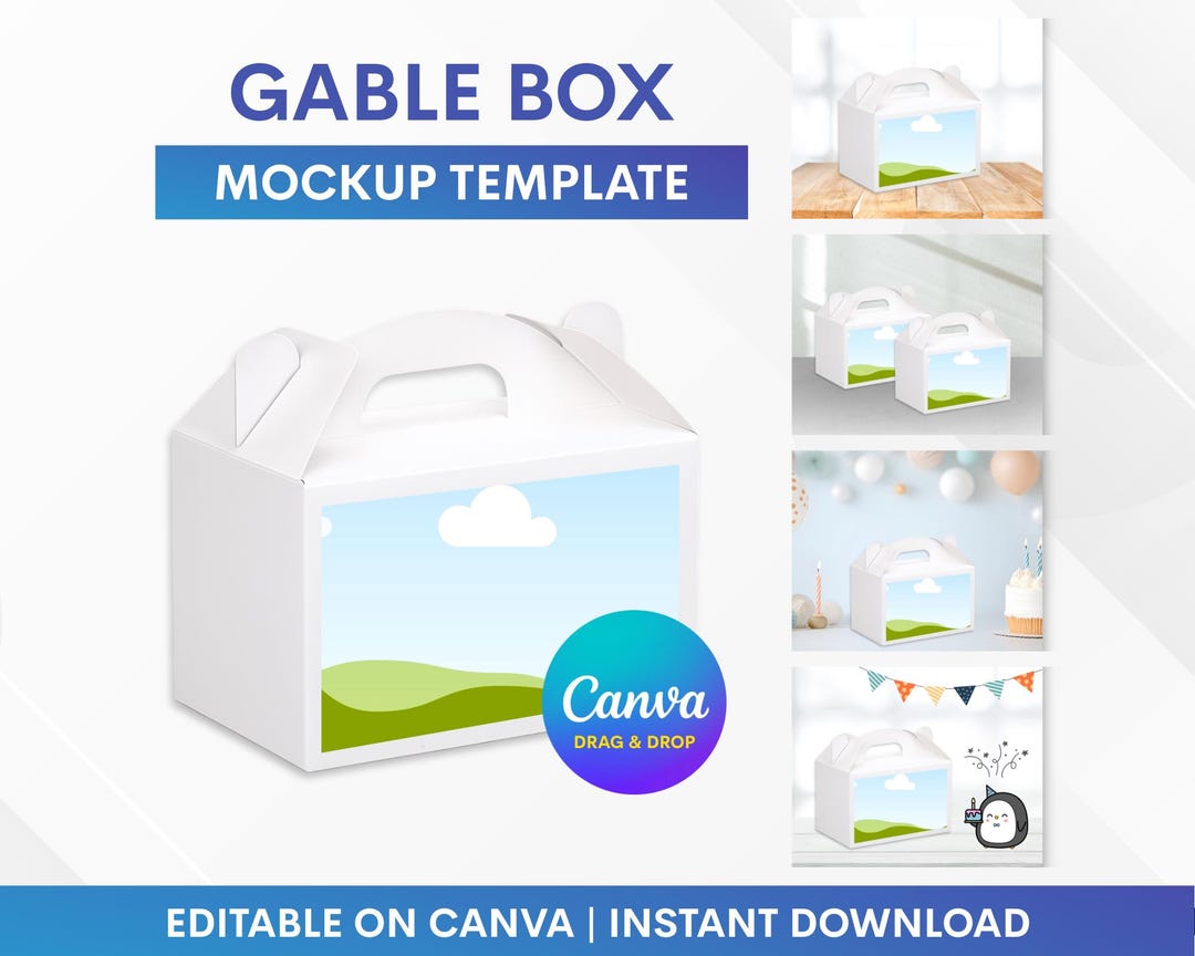 Gable Box Mockup, Box Canva Mockup, Box Mockup Template, Gable Label ...