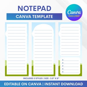 Notepad Canva Template, Diy Notepad Template Bundle, Editable On Canva