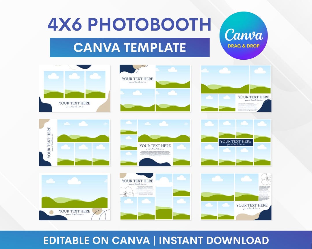 4x6 Photobooth Canva Template, Photo Frame Canva Template, Photobooth