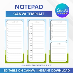 Notepad Canva Template, Long Notepad, 3.5x8 Notepad, Diy Notepad Template Bundle, Editable On Canva