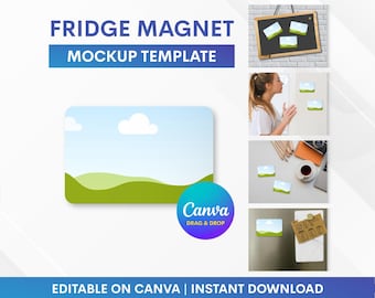 Maqueta de imán para refrigerador, maqueta de imán, plantilla de maqueta de imán para refrigerador, maqueta de imán de Canva, maqueta de Canva, maqueta de arrastrar y soltar