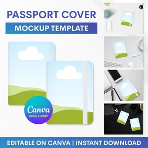 Passport Cover Mockup, Passport Cover Sublimation Mockup, Passport Cover Canva Mockup,, Mockup Template, Mockup Drag and Drop