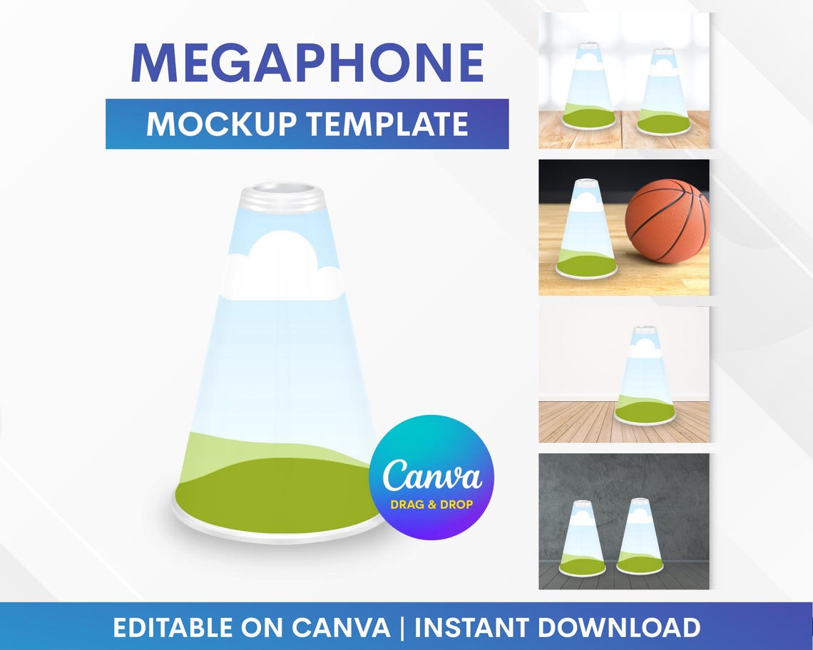 Megaphone Mockup Template, Canva Mockup, Megaphone Mockup Drag and Drop ...