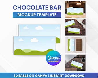 Chocolate Bar Mockup, Chocolate Wrapper Mockup, Chocolate Bar Mockup Template, Chocolate Label Mockup, Canva Mockup Template