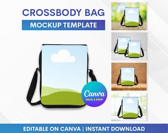 Crossbody Bag Mockup, Taschenmodell, Sublimationstaschen Mockup, Schultertasche Mockup, Canva Mockup, ziehen und ablegen