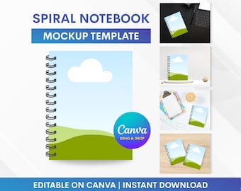 Spiral Notebook Mockup, Notebook Cover Mockup, Spiral Notebook Cover Mockup, Notebook Mockup, Mockup Template, Drag and Drop Mockup