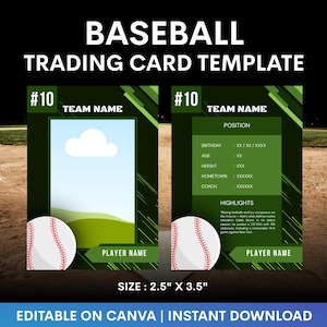 Modello di carta collezionabile da baseball, modello di carta da baseball Canva, modello di carta collezionabile personalizzata Canva, carta da baseball personalizzata