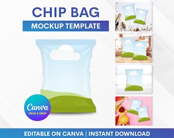Plantilla de Canva para maqueta de bolsa de papas fritas, plantilla de maqueta de bolsa de papas fritas, maqueta de bolsa de papas fritas, plantilla de maqueta, maqueta de bolsa de papas fritas con arrastrar y soltar