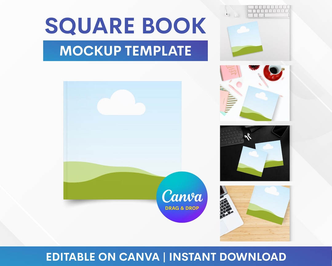 Square Book Mockup, Book Cover Mockup Template, Boock Mockup Canva ...